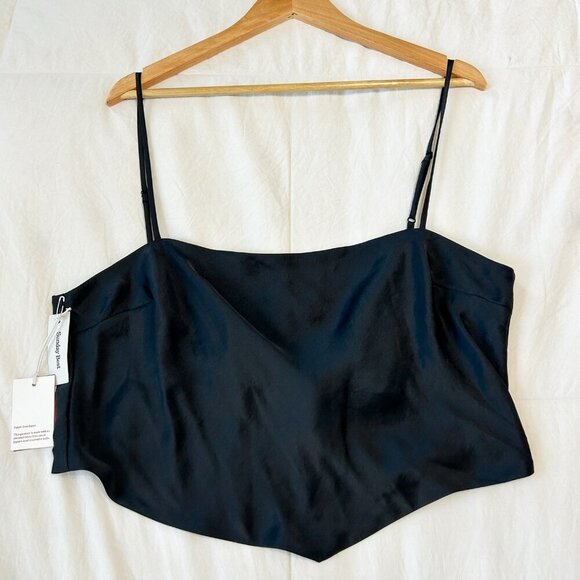 NWT Aritzia Sunday Best Elektra Satin Tie Back Scarf Camisole Black XL - Picture 5 of 10